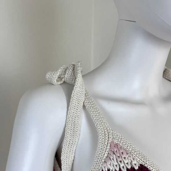 Zara Women Size L Strappy Pink Striped Crochet Knit Midi NEW Dress Party Resort - Picture 12 of 15